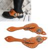 Pssopp Spur Strap, Western Men Boot Strap Slippy Artificial Leather Spur Strap Vintage Adjustable Brown Spur Strap with Metal Buckle for Equestrian Enthusiasts view 2