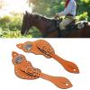 Pssopp Spur Strap, Western Men Boot Strap Slippy Artificial Leather Spur Strap Vintage Adjustable Brown Spur Strap with Metal Buckle for Equestrian Enthusiasts view 3