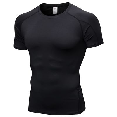 CICI FIVE Men's Compression Shirt Short Sleeve Athletic Compression Tops Cool Dry Undershirts Baselayer Gym Workout T Shirt Black