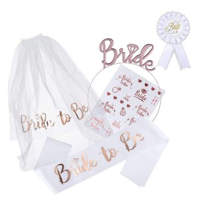 Bachelor party veil set, strap headband sticker set, bridal headband, dress gauze wedding party decoration (Set 4)