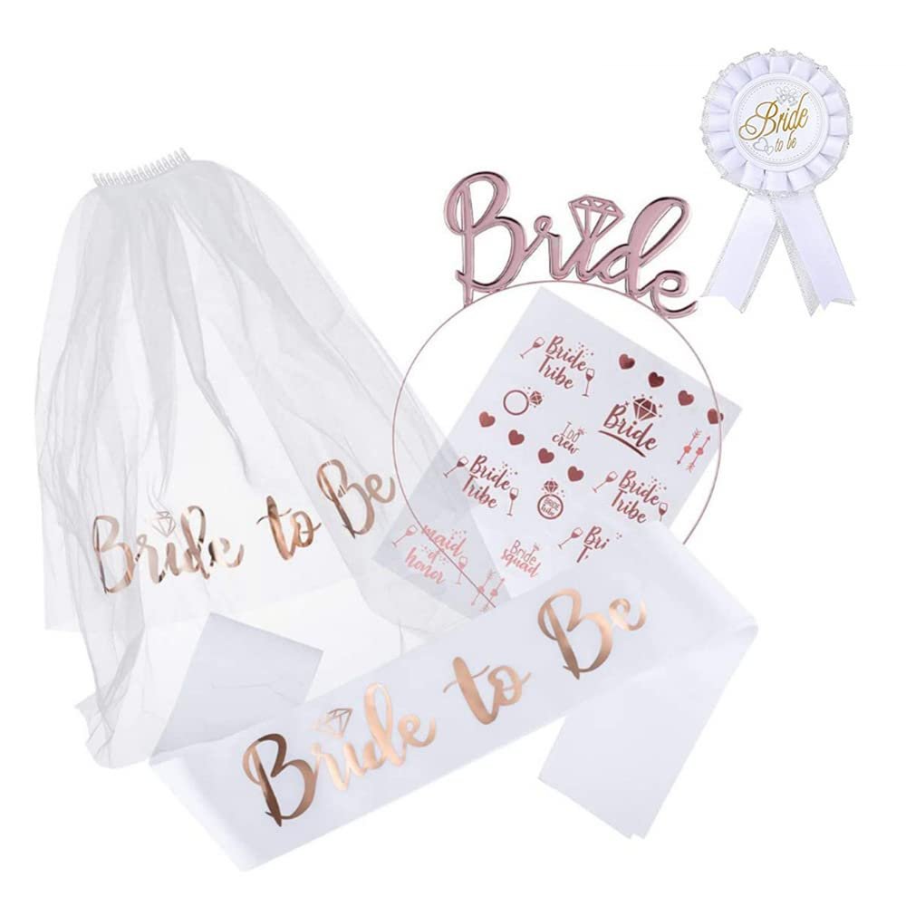Bachelor party veil set, strap headband sticker set, bridal headband, dress gauze wedding party decoration (Set 4)