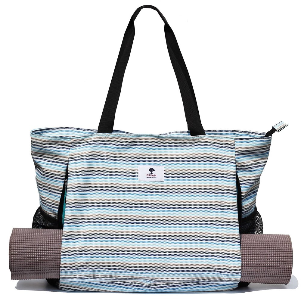 ESVAN Yoga Mat Bag Yoga Tote Carrier Shoulder Bag Carryall Tote for Office,Yoga,Pilates,Travel,Beach and Gym (C)