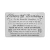 DEGASKEN 20th Birthday Card for Daughter - Happy Birthday Card Gifts for 20 Year Old Daughter - 20th Birthday Gifts Decorations for Her Women - Beautiful Metal Engraved Wallet Cards view 1