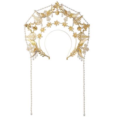 BLESSUME Unisex Halo Crown Mary Goddess Headband Halloween Reenactment Costume Headwear (Gold 36)