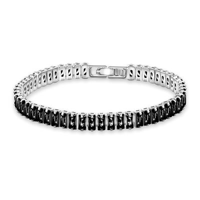 Uloveido Silver Color Rectangular Cz Bracelet Crystal Tennis Bracelets for Women Best Friends Birthday Gift Y1789 (Platinum-Black-17cm)