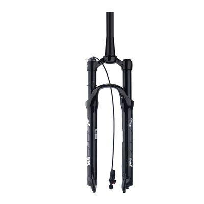 26/27.5/29inch Magnesium Alloy Suspension Fork, Mountain 1-1/8" Air Forks Remote Lockout Straight/Tapered Tube Shock Absorber (Color : Tapered Black, Size : 29inch)