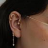 2PCS Women's Clip-On Earrings Hook Without Pierced (Golden Star Moon Ear Clips) view 2