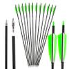 ZSHJGJR 30 Inch Archery Carbon Arrows Hunting Arrows with 4 Turkey Feather Target Practice Arrows Spine 500 for Compound & Recurve &Traditional Bow 6/12pcs (Fluorescent Green, 12pcs Arrows) view 1
