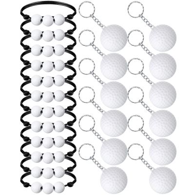 Funtery 24 Pcs Sports Ball Charm Bracelets and Keychains Set Team Gifts Player Party Accessories