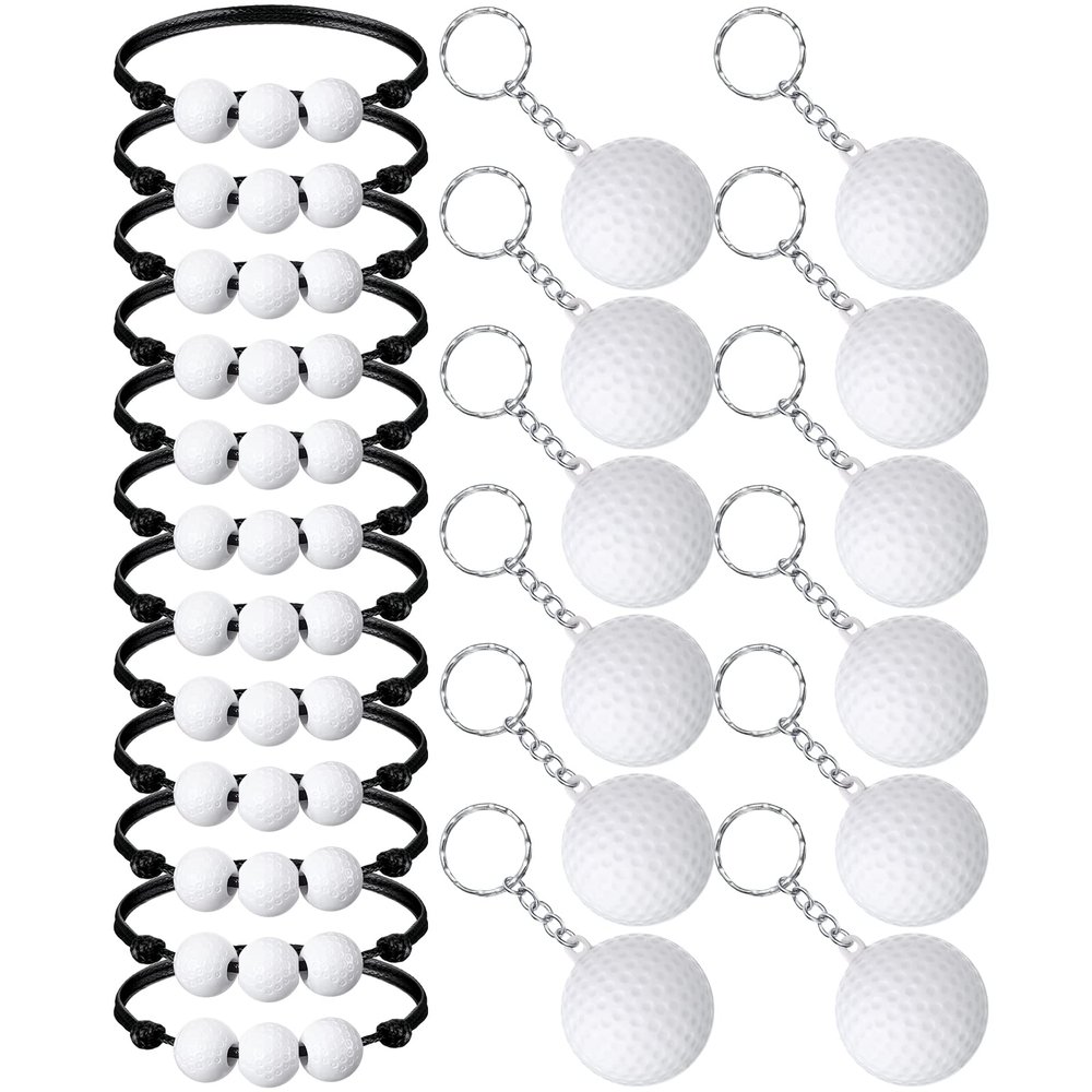 Funtery 24 Pcs Sports Ball Charm Bracelets and Keychains Set Team Gifts Player Party Accessories