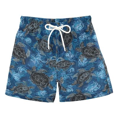 Boccsty Black Turtle Boys Swim Trunks Baby Kids Blue Sea Swimwear Summer Toddler Beach Board Shorts Bathing Suit 3T