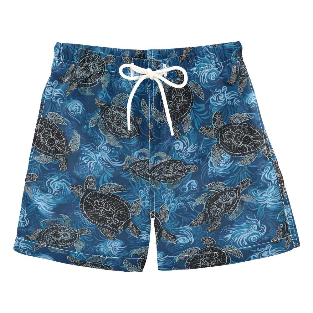 Boccsty Black Turtle Boys Swim Trunks Baby Kids Blue Sea Swimwear Summer Toddler Beach Board Shorts Bathing Suit 3T