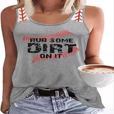 HEYO Women's Baseball Mom Grey-a1 Sleeveless Letter Print Tank Top