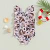Muasaaluxi Toddler Baby Girl Swimsuit Cow Print Ruffle Swimwear One Piece Bathing Suit Beachwear Western Summer Clothes 18M-6T (Pink, 18-24 Months) view 2