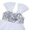 Moggemol Kids Girls Sleeveless Sequins Ballet Lyrical Dance Chiffon Dress Modern Contemporary Dance Costume Leotard White 14 Years view 4