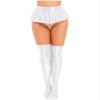 QinCiao Women's Shiny Glossy Ruffle Mini Skirt with Stretchy Silky Smooth Pantyhose Stockings White X-Large view 1