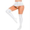 QinCiao Women's Shiny Glossy Ruffle Mini Skirt with Stretchy Silky Smooth Pantyhose Stockings White X-Large view 3