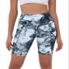 ODODOS 8" Tummy Control Biker Shorts for Women with Pockets High Waist Running Workout Athletic Yoga Shorts, Crosstalk Navy, X-Large view 1
