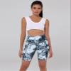 ODODOS 8" Tummy Control Biker Shorts for Women with Pockets High Waist Running Workout Athletic Yoga Shorts, Crosstalk Navy, X-Large view 3