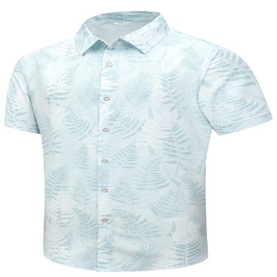 SheLucki Hawaiian Shirt for Men, Unisex Summer Beach Casual Short Sleeve Button Down Shirts, Printed Palmshadow Clothing Leaf Light 2Green L