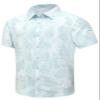 SheLucki Hawaiian Shirt for Men, Unisex Summer Beach Casual Short Sleeve Button Down Shirts, Printed Palmshadow Clothing Leaf Light 2Green L view 1