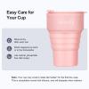 VAANTJI Travel Reusable Silicone Collapsible,13 oz/375 ml,Collapsible Travel Mug,Collapsible Cup for Hot and Cold Drinks(Pink) view 4