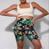 ODODOS 8" Tummy Control Biker Shorts for Women with Pockets High Waist Running Workout Athletic Yoga Shorts, Tropical Flower, Medium view 3