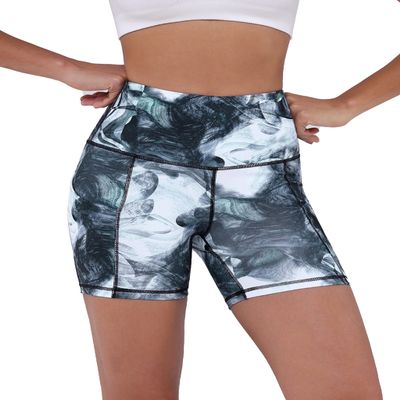 ODODOS 5" Tummy Control Biker Shorts for Women with Pockets High Waist Athletic Workout Yoga Shorts, Crosstalk Navy, Large