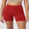 ODODOS 5" Tummy Control Biker Shorts for Women with Pockets High Waist Athletic Workout Yoga Shorts, Red, Small view 2