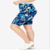 Woman Within Plus Size Stretch Cotton Bike Short - M, Black Watercolor Flowers view 3