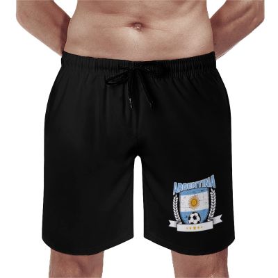 Argentina Football Soccer Men's Swim Trunks Quick Dry Swimsuit Shorts Funny Beach Board Shorts with Pockets L