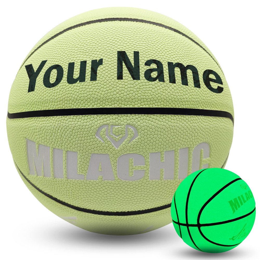 MILACHIC Customized Basketball, Personalized Glow in The Dark Basketball Size 6 (28.5") for Women, Men