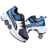 LDRFSE Double-Row Deform Wheel Automatic Walking Shoes Invisible Deformation Roller Skate 2 in 1 Male and Female Skating Shoes Multifunctional Outdoor Walking Sneakers Blue Black view 1