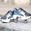 LDRFSE Double-Row Deform Wheel Automatic Walking Shoes Invisible Deformation Roller Skate 2 in 1 Male and Female Skating Shoes Multifunctional Outdoor Walking Sneakers Blue Black view 2