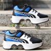LDRFSE Double-Row Deform Wheel Automatic Walking Shoes Invisible Deformation Roller Skate 2 in 1 Male and Female Skating Shoes Multifunctional Outdoor Walking Sneakers Blue Black view 3