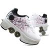 LDRFSE Double-Row Deform Wheel Automatic Walking Shoes Invisible Deformation Roller Skate 2 in 1 Male and Female Skating Shoes Multifunctional Outdoor Walking Sneakers view 1