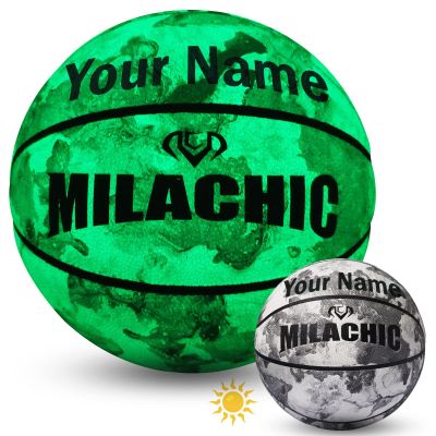 MILACHIC Customized Basketball, Glow in The Dark Personalized Basketball Size 6 (28.5") for Women