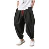 DAZLOR Mens Hip Hop Harem Pants Japanese Baggy Drop Crotch Wide Leg Joggers Summer Casual Loose Boho Hippie Yoga Beach Pants Black view 1