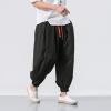 DAZLOR Mens Hip Hop Harem Pants Japanese Baggy Drop Crotch Wide Leg Joggers Summer Casual Loose Boho Hippie Yoga Beach Pants Black view 3