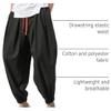 DAZLOR Mens Hip Hop Harem Pants Japanese Baggy Drop Crotch Wide Leg Joggers Summer Casual Loose Boho Hippie Yoga Beach Pants Black view 4