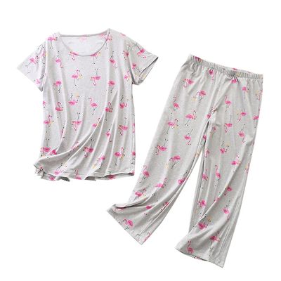 GTLY Womens Plus Size Pajama Set Cotton Sleepwear Tops with Capri Pants Casual and Fun Prints Pajama Sets