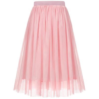 BOOPH Girls Tulle Skirts A-line Mesh Skirt Long Pink Tutu Skirts Dress for Toddler Girls 8-9Y