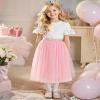 BOOPH Girls Tulle Skirts A-line Mesh Skirt Long Pink Tutu Skirts Dress for Toddler Girls 8-9Y view 3