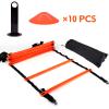 Yuecoom Agility Ladder Speed Training Equipment Set, 19Ft Flat Ladder, 10pcs Disc Cones Speed Agile Train Kit for Football Basketball Athletes(Orange) view 2