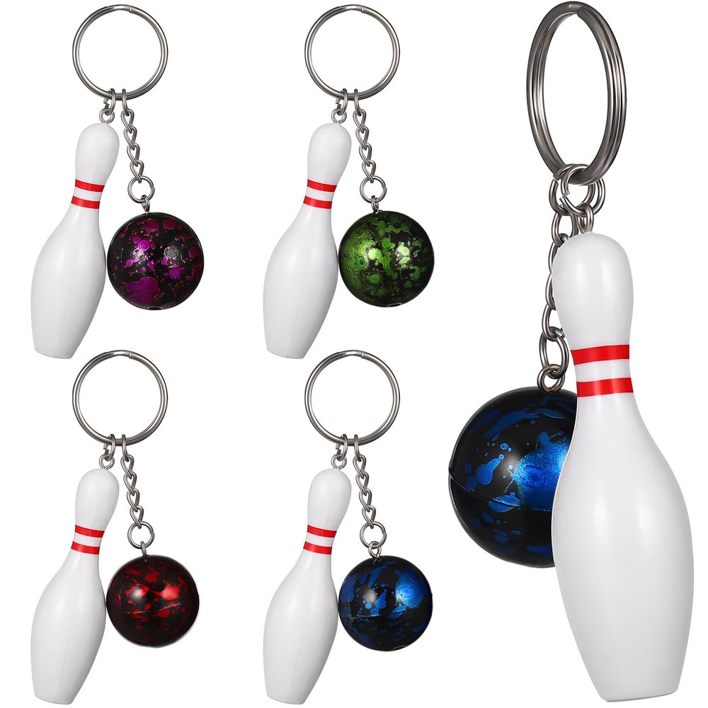 NOLITOY 10pcs Mini Bowling Ball Pin Keychains Pendant for Bag (Random Color)