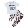 Kayotuas Western Baby Boy Clothes Letter Print Short Sleeve T-shirt Tops Solid Color Jogger Pants Set 2Pcs Infant Cowboy Outfit (White Cowboy, 18-24 Months) view 1