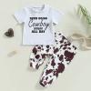 Kayotuas Western Baby Boy Clothes Letter Print Short Sleeve T-shirt Tops Solid Color Jogger Pants Set 2Pcs Infant Cowboy Outfit (White Cowboy, 18-24 Months) view 2