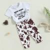 Kayotuas Western Baby Boy Clothes Letter Print Short Sleeve T-shirt Tops Solid Color Jogger Pants Set 2Pcs Infant Cowboy Outfit (White Cowboy, 18-24 Months) view 3