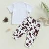 Kayotuas Western Baby Boy Clothes Letter Print Short Sleeve T-shirt Tops Solid Color Jogger Pants Set 2Pcs Infant Cowboy Outfit (White Cowboy, 18-24 Months) view 4