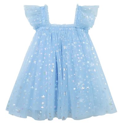 AGQT Baby Girls Tutu Dress Sleeveless Toddler Infant Tulle Tutu Dresses Birthday Party Layered Lace Mini Layers Dress Blue-Empty Solid Multicolored Star Size 3-4T